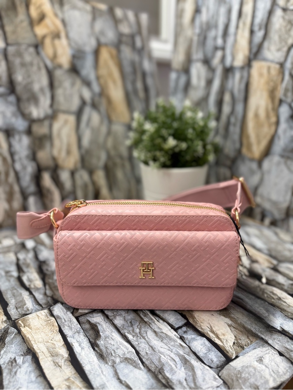 Tommy Hilfiger Blush Pink Crossbody with Gold-Tone Logo